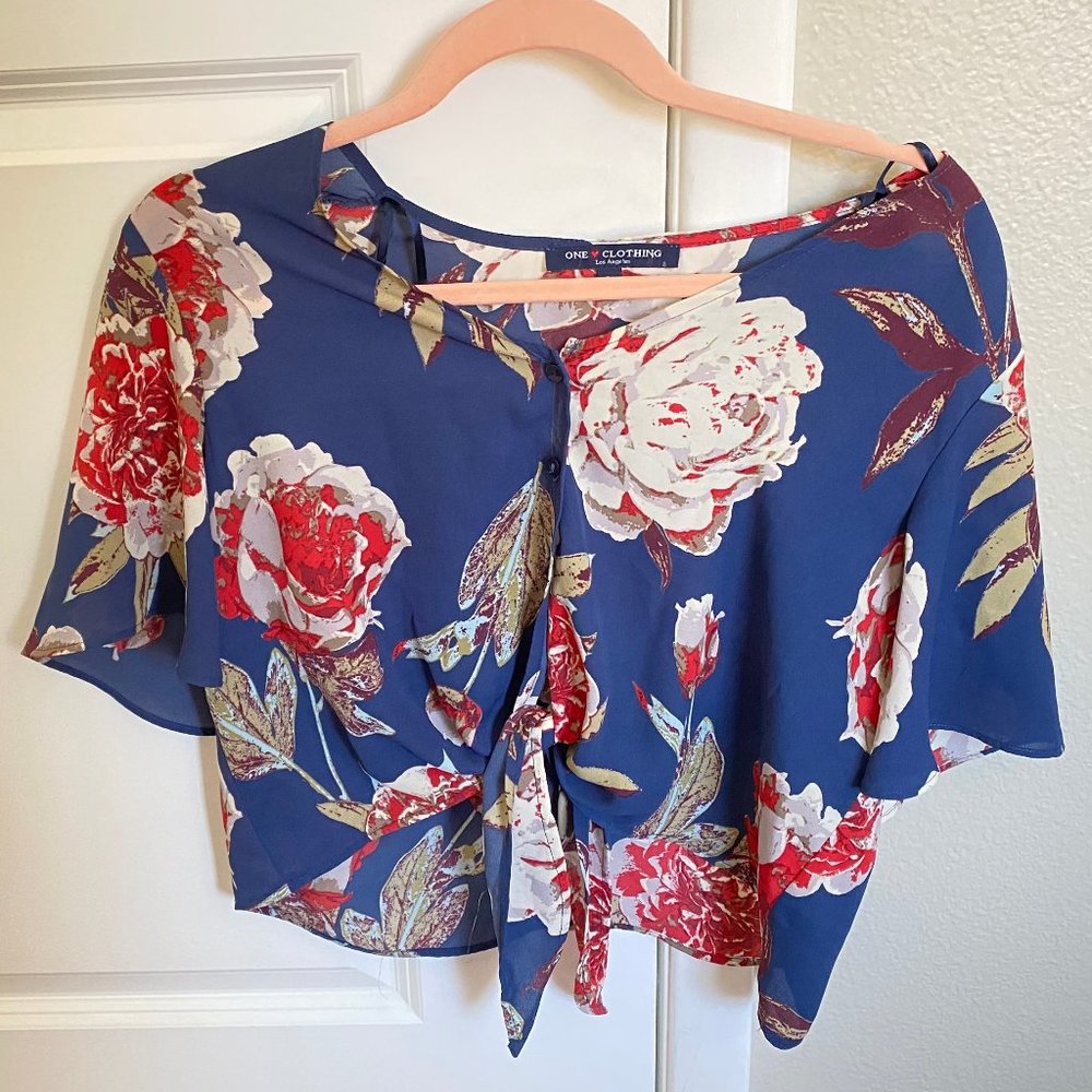 Shirt; Blouse Blue Floral
